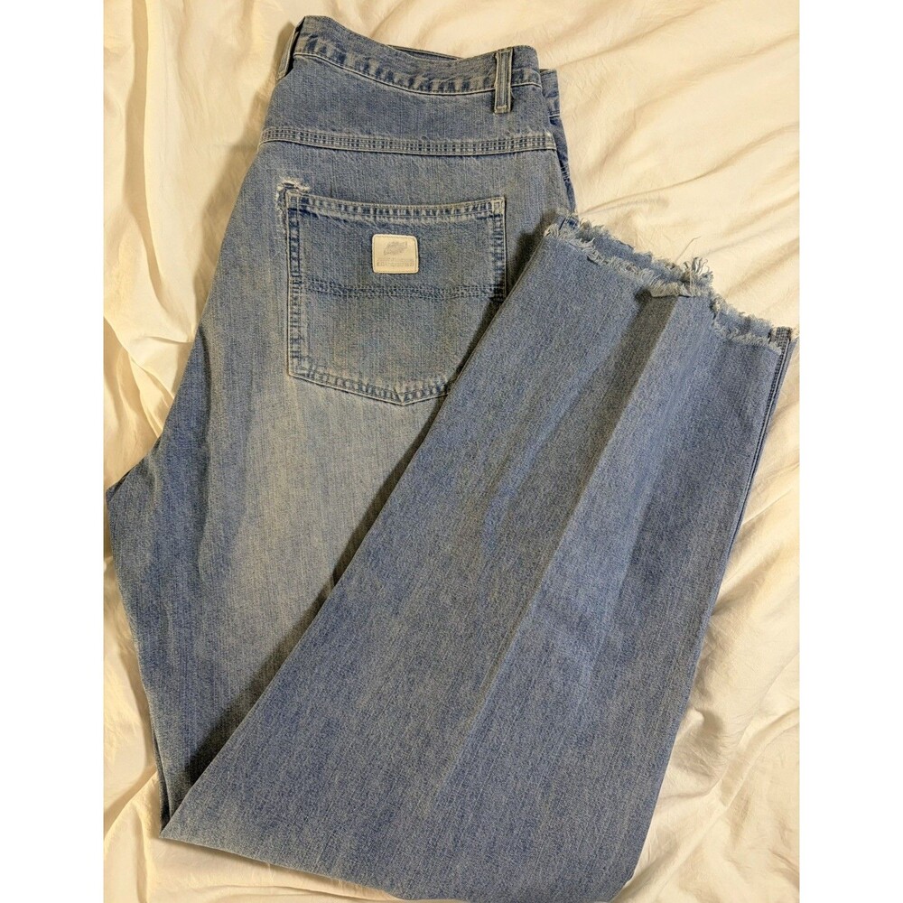 Vintage Y2K American Eagle Carpenter Baggy Jeans 336x34 Actual 36x32 cut frayed